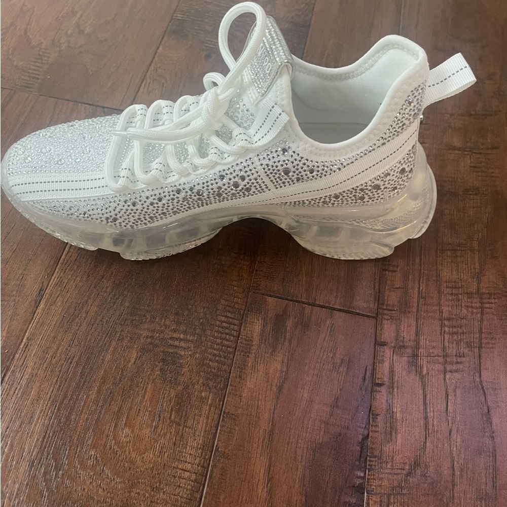 Steve Madden White and Silver Sneakers